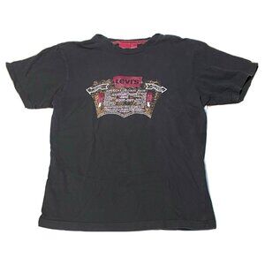 Levi's Jeans logo shirt mens large short sleeve WPL-423 brown